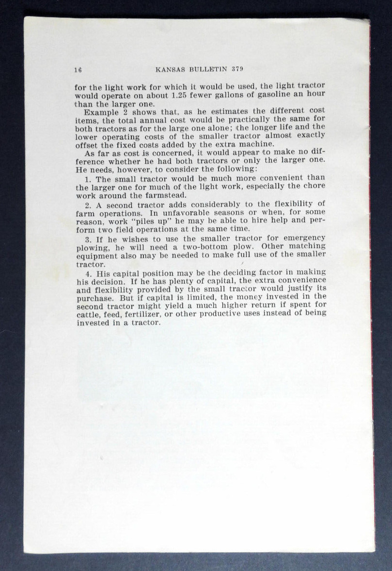 Farm Machinery Buy or not to Buy Booklet Kansas State College Manhattan Kansas