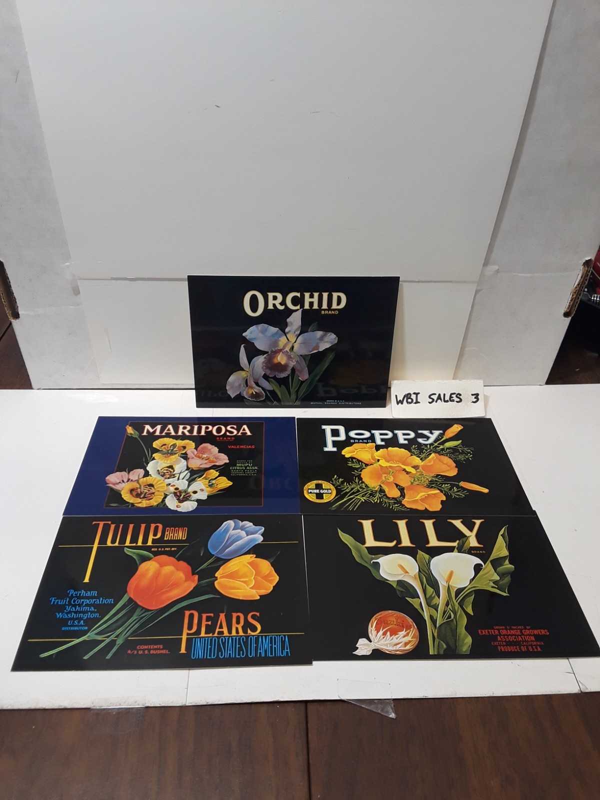Lot of 5 Vintage 1983 Postcard Fruit Crate Labels