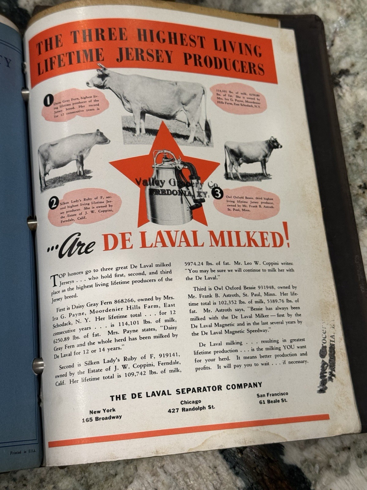 DE LAVAL Milking Machine DEALER BINDER Manuals Cream Separator Parts List