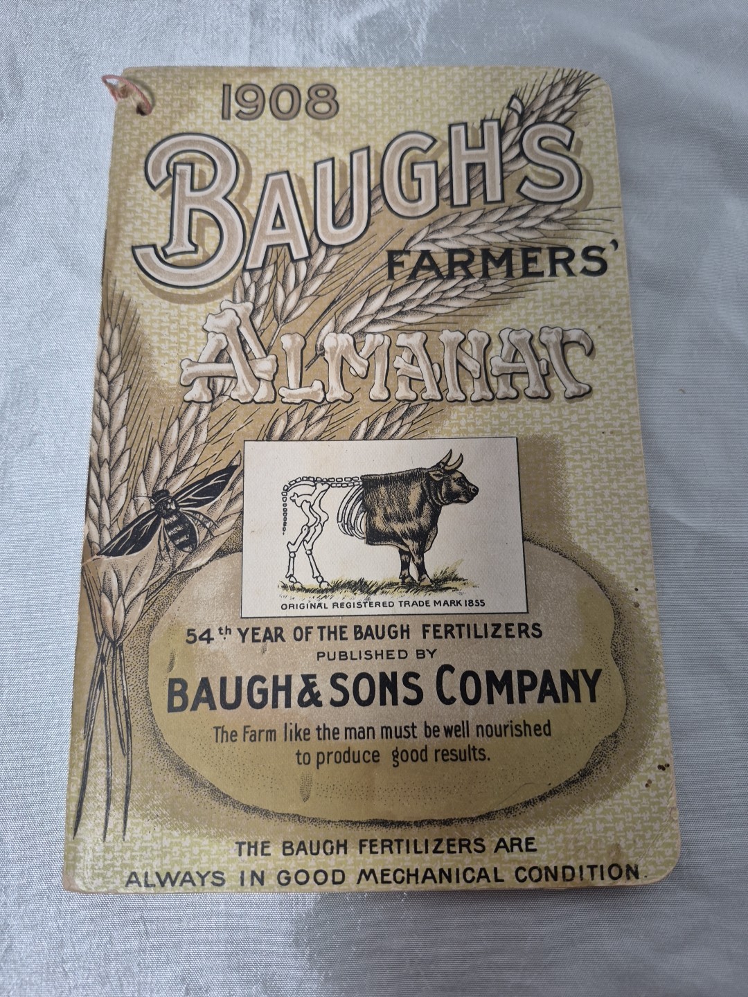 1908 Farmers Almanac Baugh Sons Co Fertilizers Agriculture Water Damage