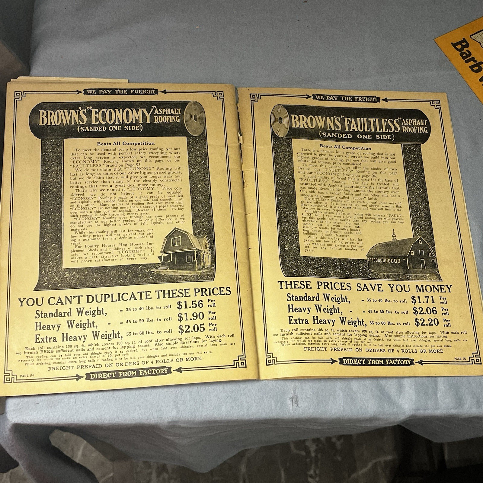 Vintage Sales Catalog Brown Fence Gate Barbes Wire