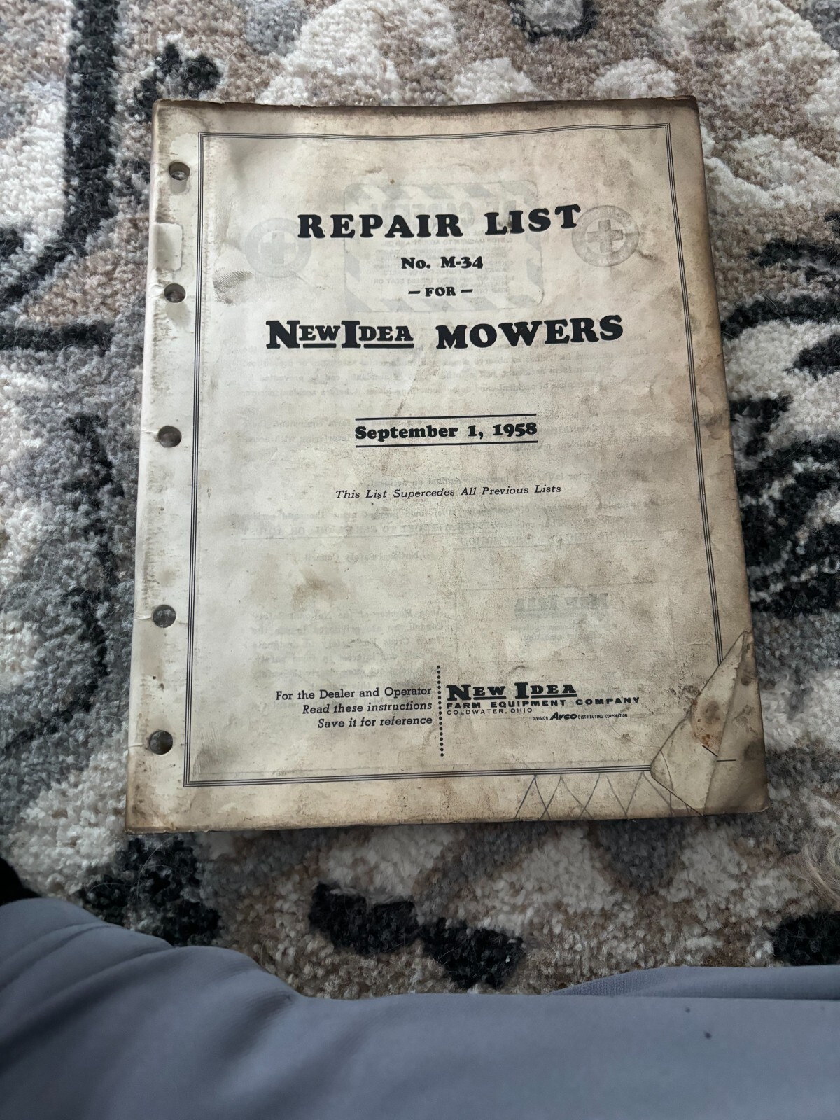 New Idea Mowers Parts Book FCCA24