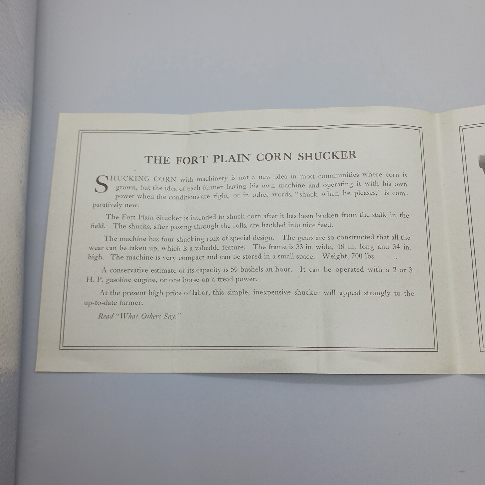 The Fort Plain Corn Shucker Advertising Pamphlet Stewart & Bergen Co. Ephemera