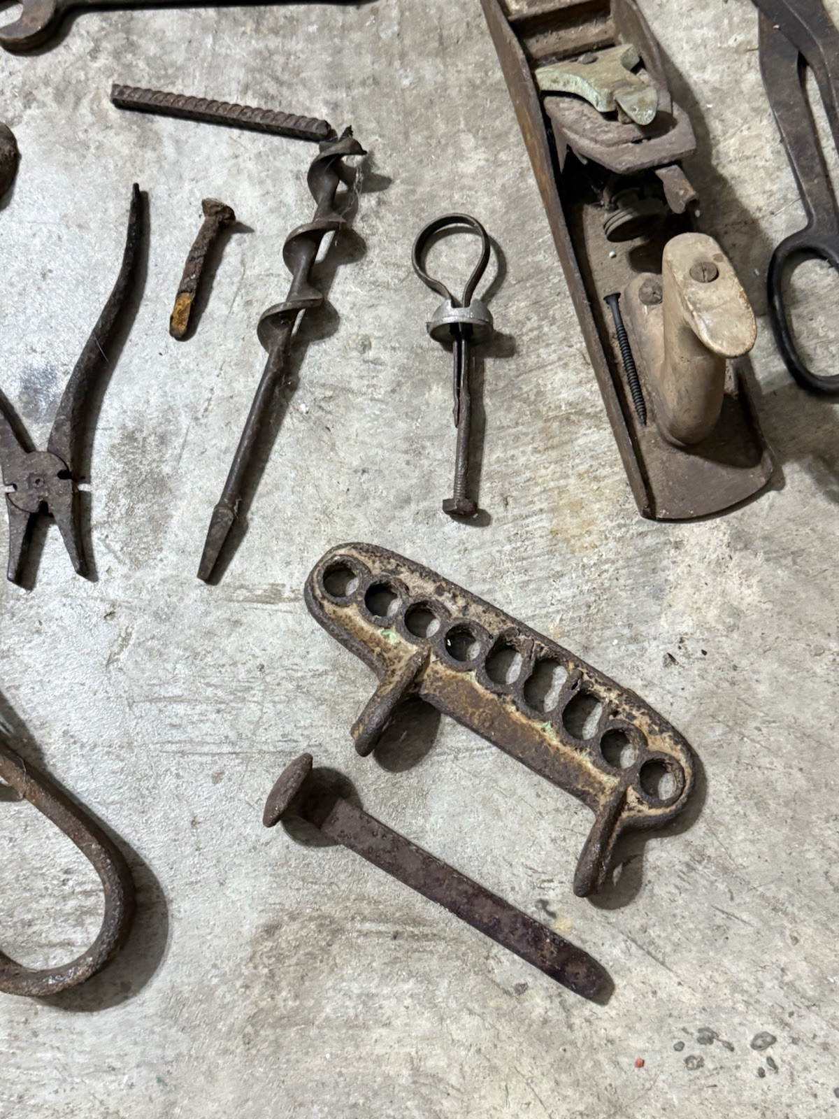 Old Rusty Farm Implements And Tools. Decorative Vintage