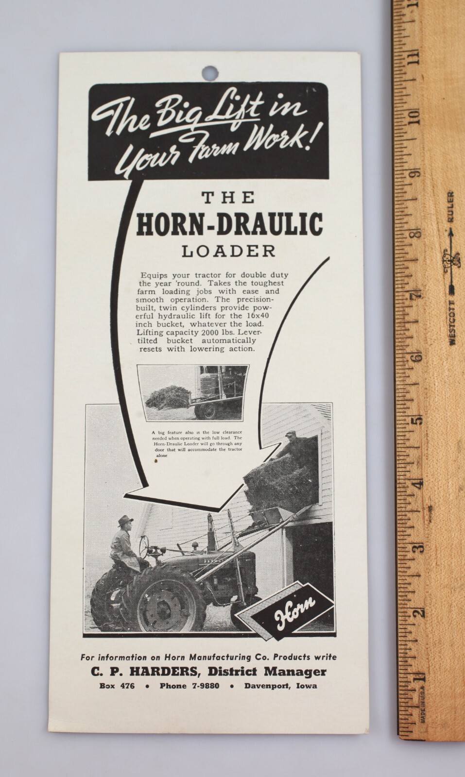 Vintage Horn Horn-Draulic Loader Lift Product Tag