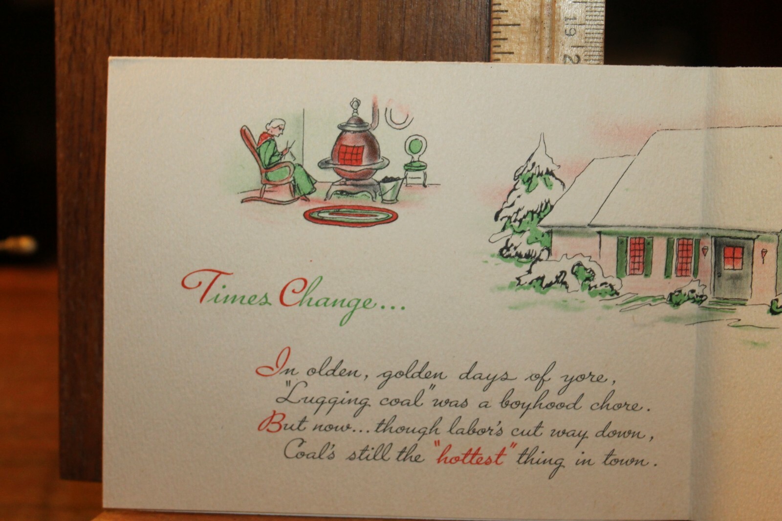 Antique 1940&rsquo;s Warmest Holiday Greetings Coal Wilton Flour and Feed Mill Conn
