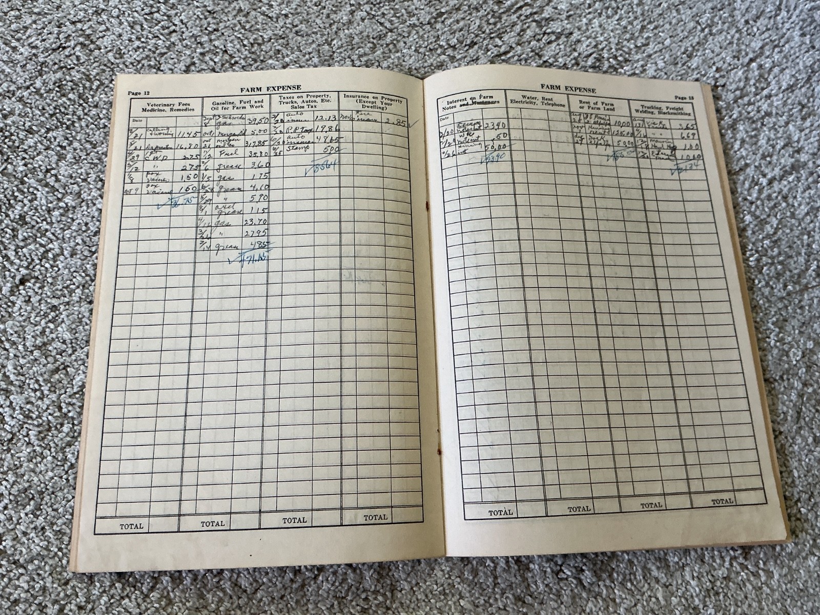 Vtg. 1947 Farm Acct. Record Book Redwood Rendering Co. Redwood Falls, Minnesota
