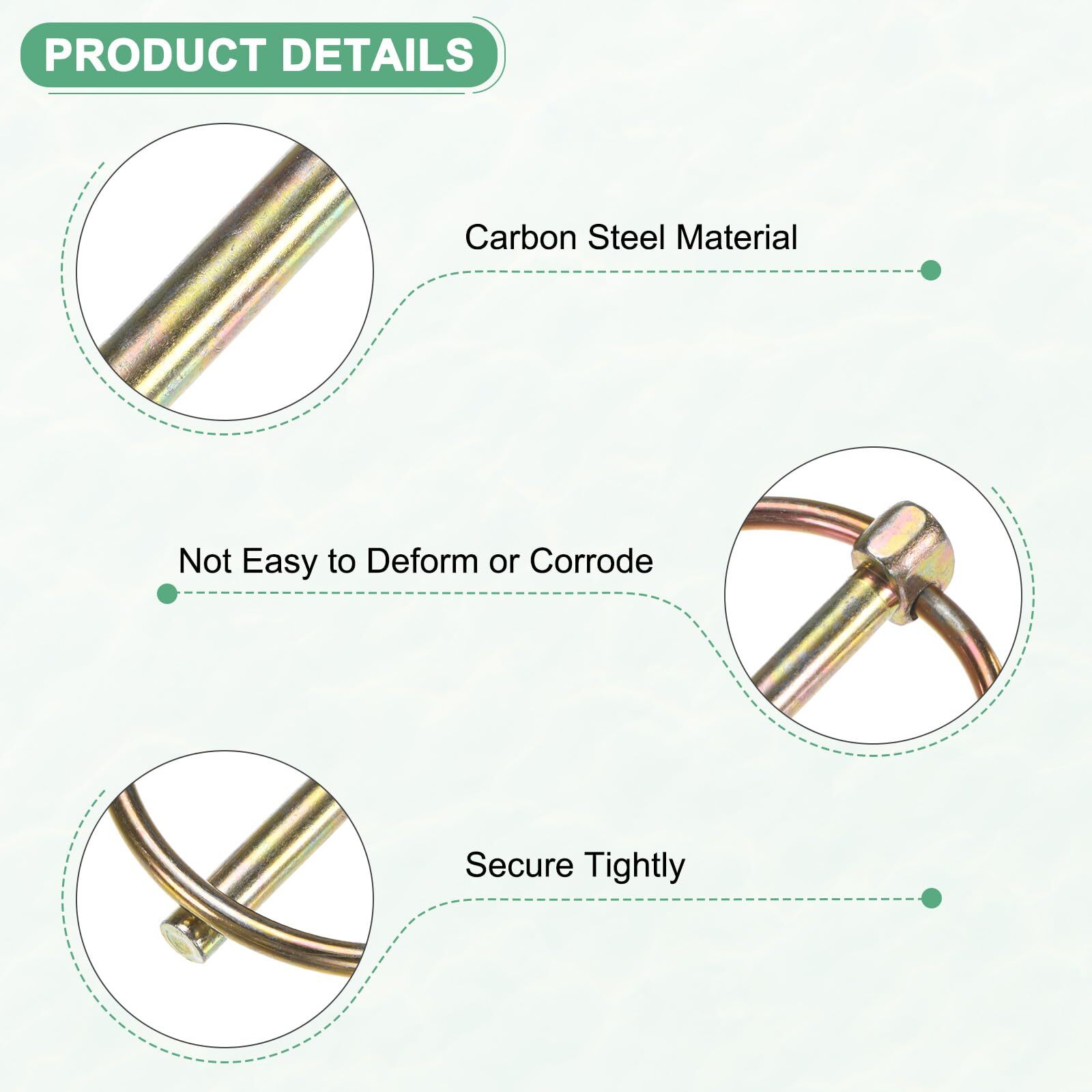 6-Pack 3/16&Prime; Linch Pin with Ring 1-3/8&Prime; Carbon Steel Lynch Pin Trailer Pins f…