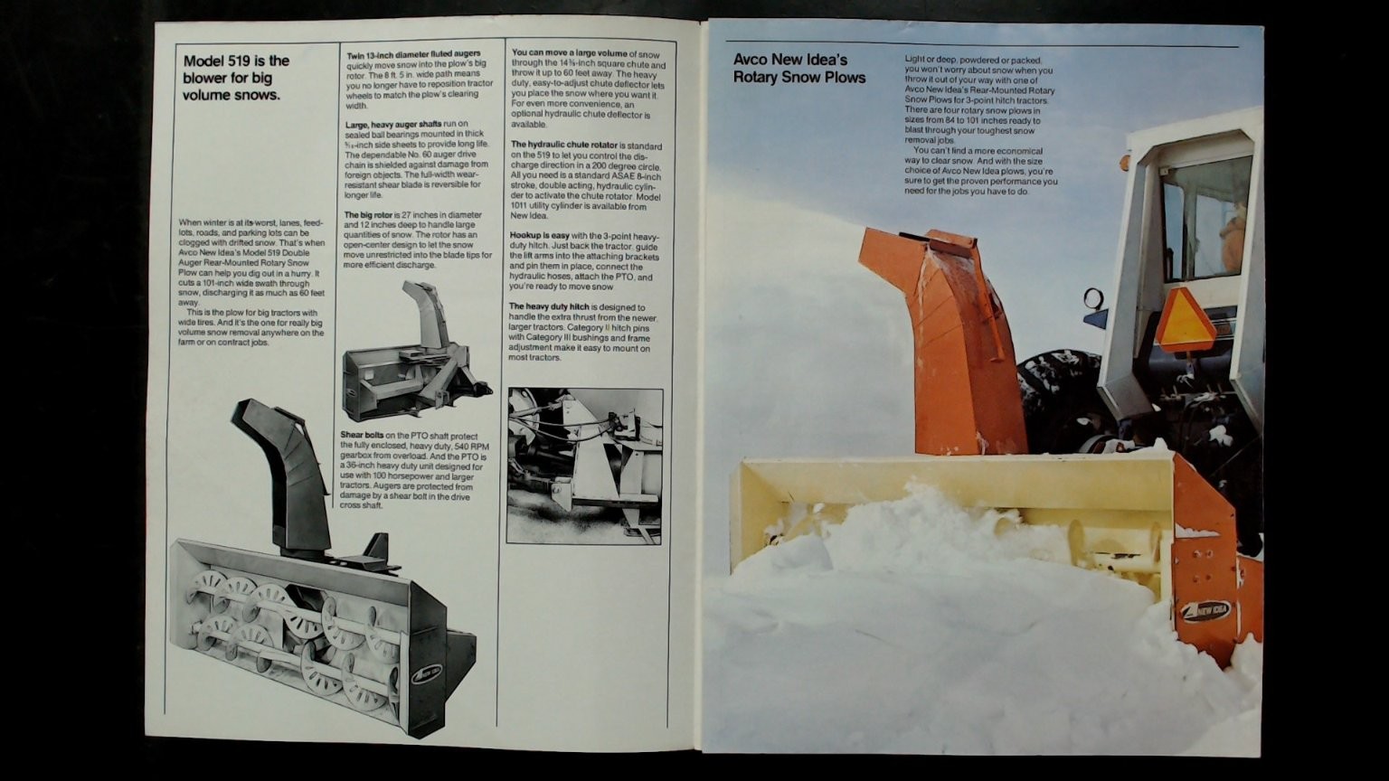 AVCO New Idea Rotary Snow Plows Brochure Vintage Agriculture Advertising