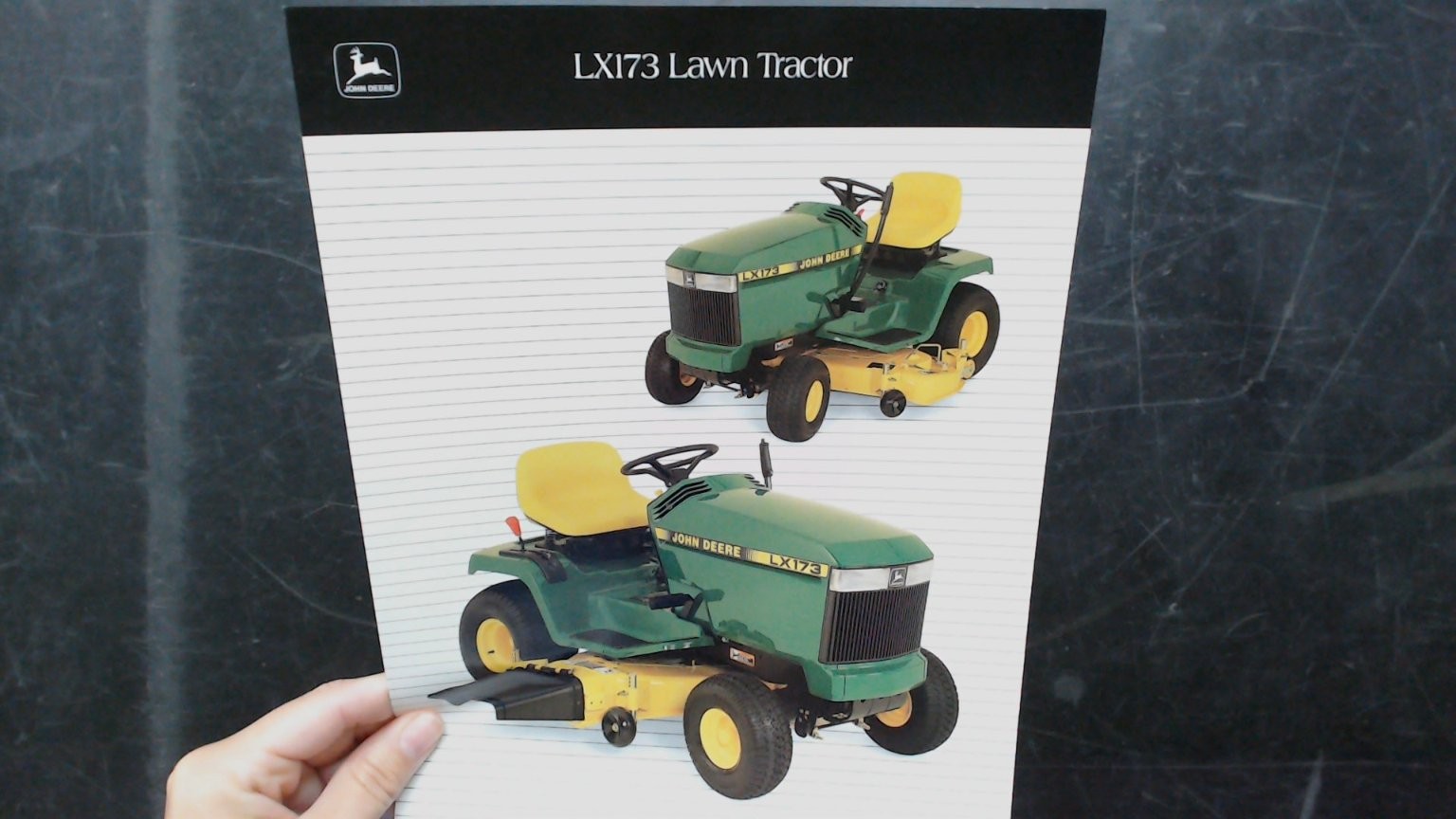 John Deere LX173 Lawn Tractor Vintage Brochure Green Yellow