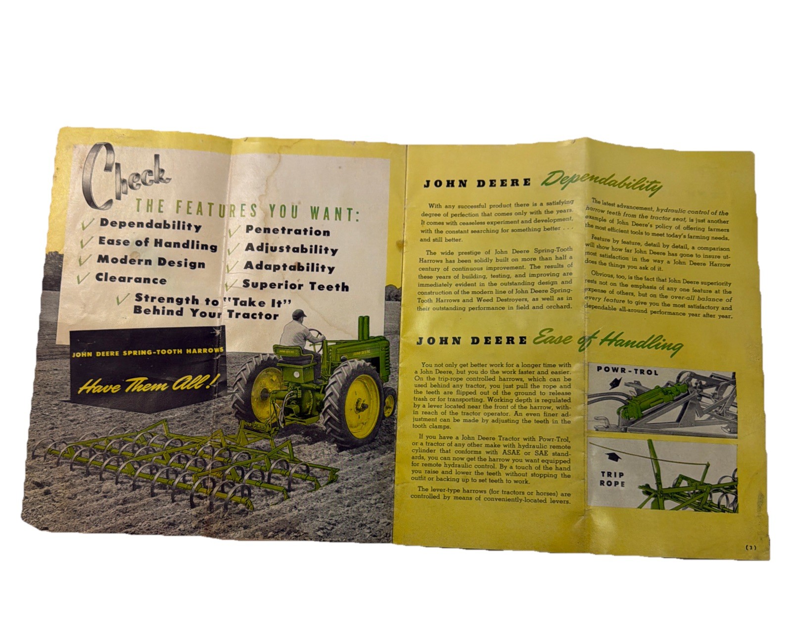Vintage John Deere Brochure Spring Tooth Harrows