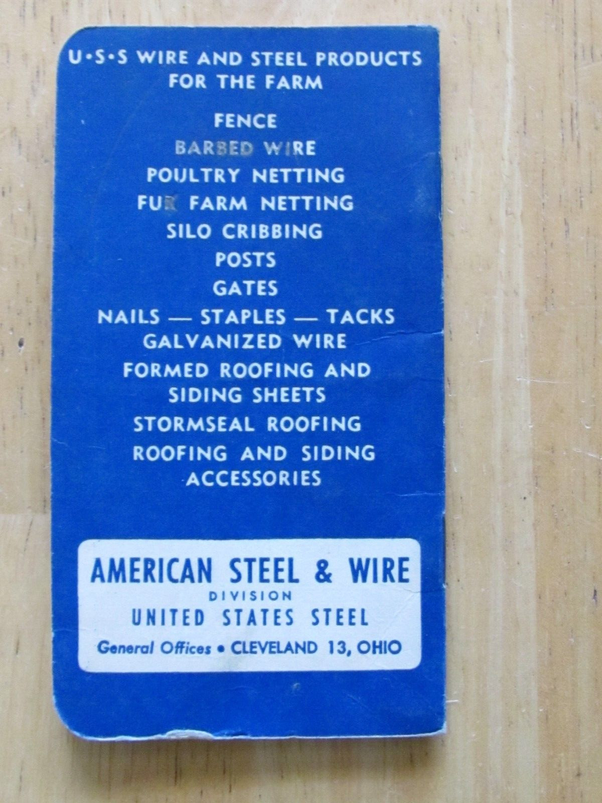 1953 American Fence US Steel Notebook Webber Lumber Atlanta Illinois