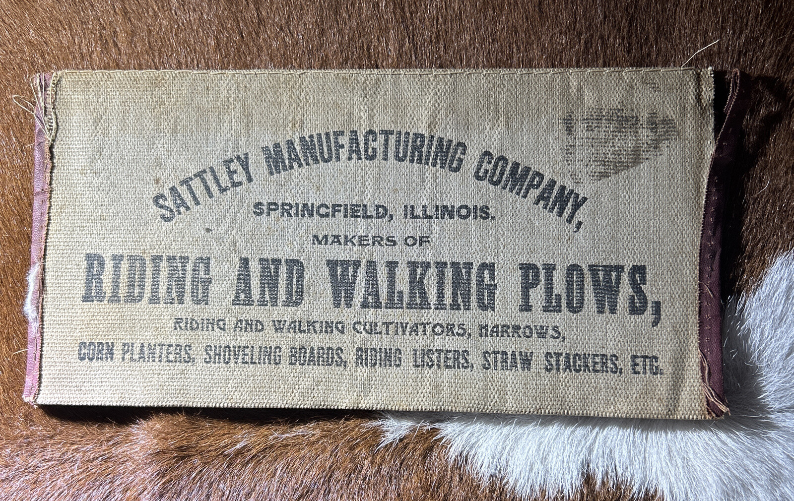 Antique Farming Sattley Mfg. Company Canvas Advert. Plows Illinois 1901 Calendar