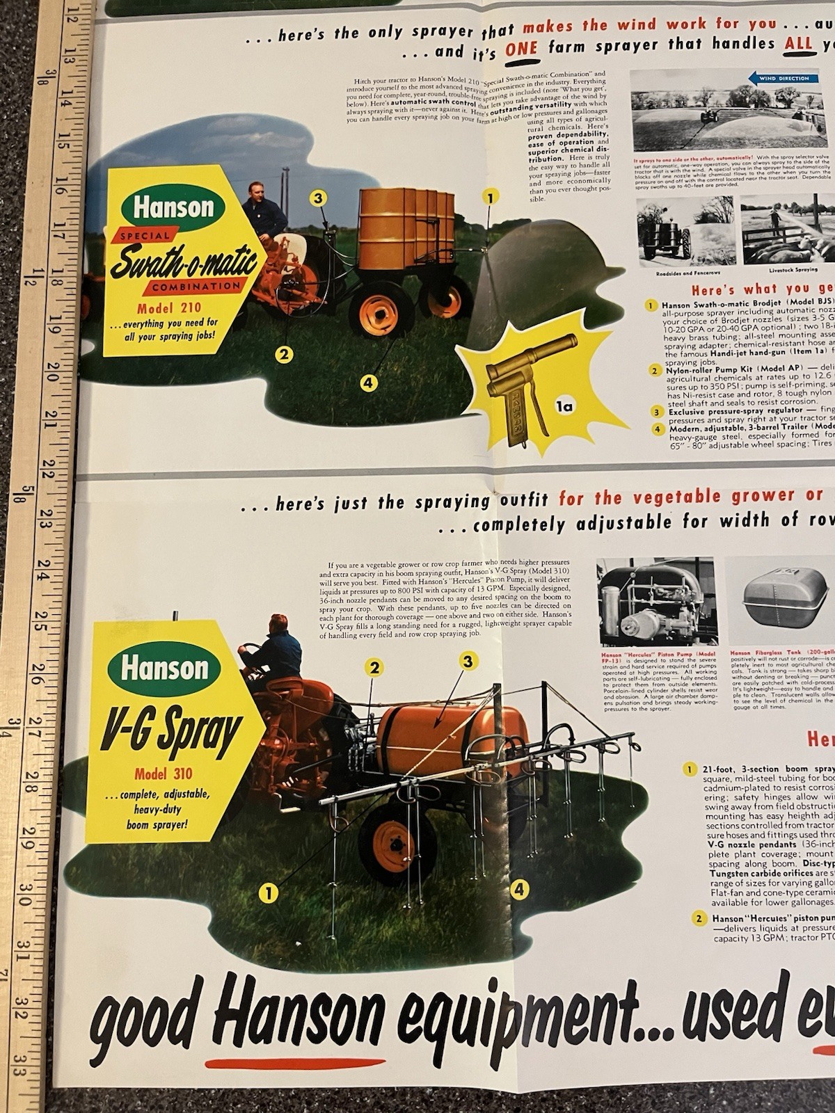 Hanson Equipment E-Z Spray Swathomatic V-G Spray Sprayers Brochure Poster Rare