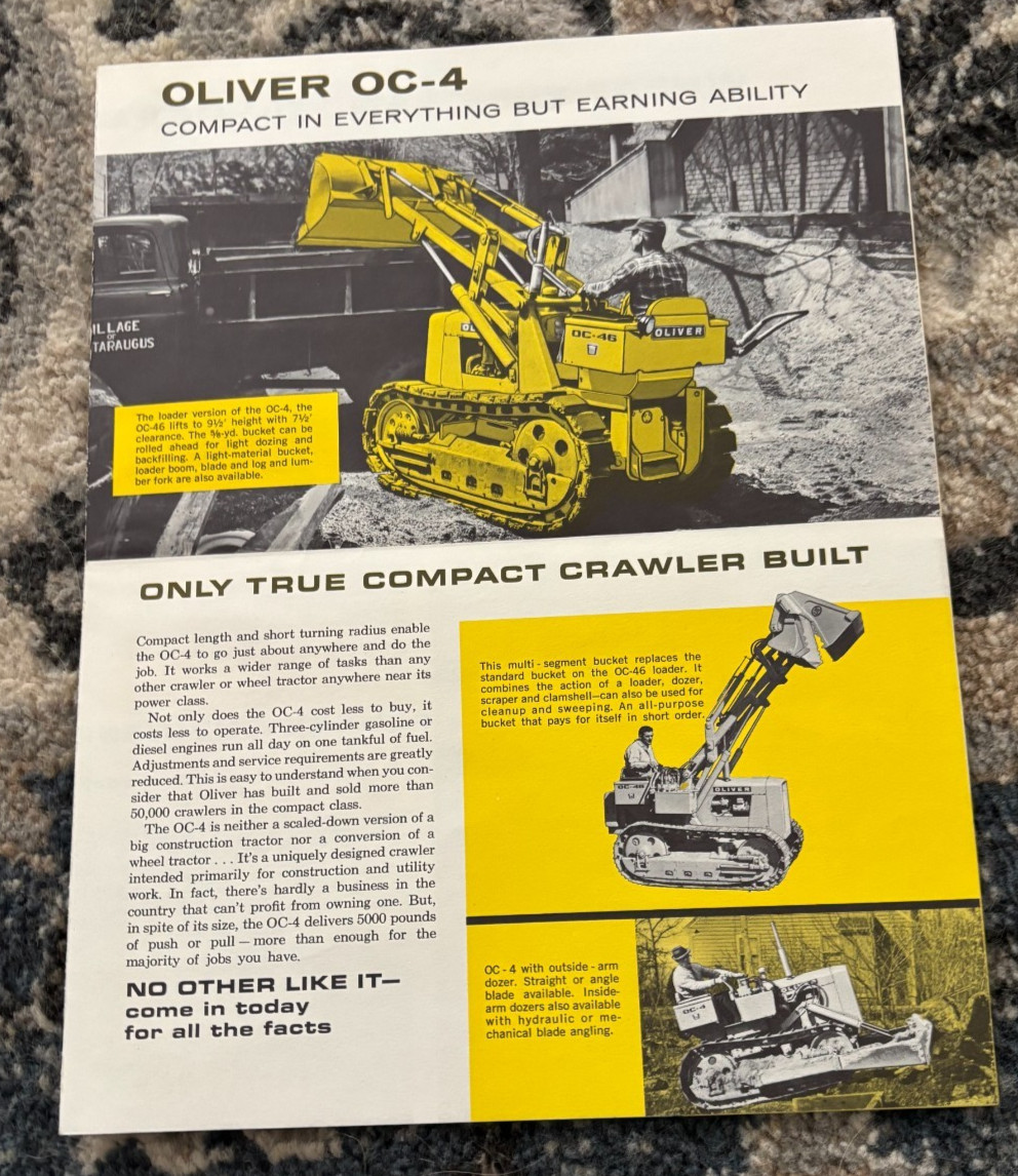 Oliver OC-4 OC-46 Crawler Loader Backhoe Dozer Brochure DCPA26