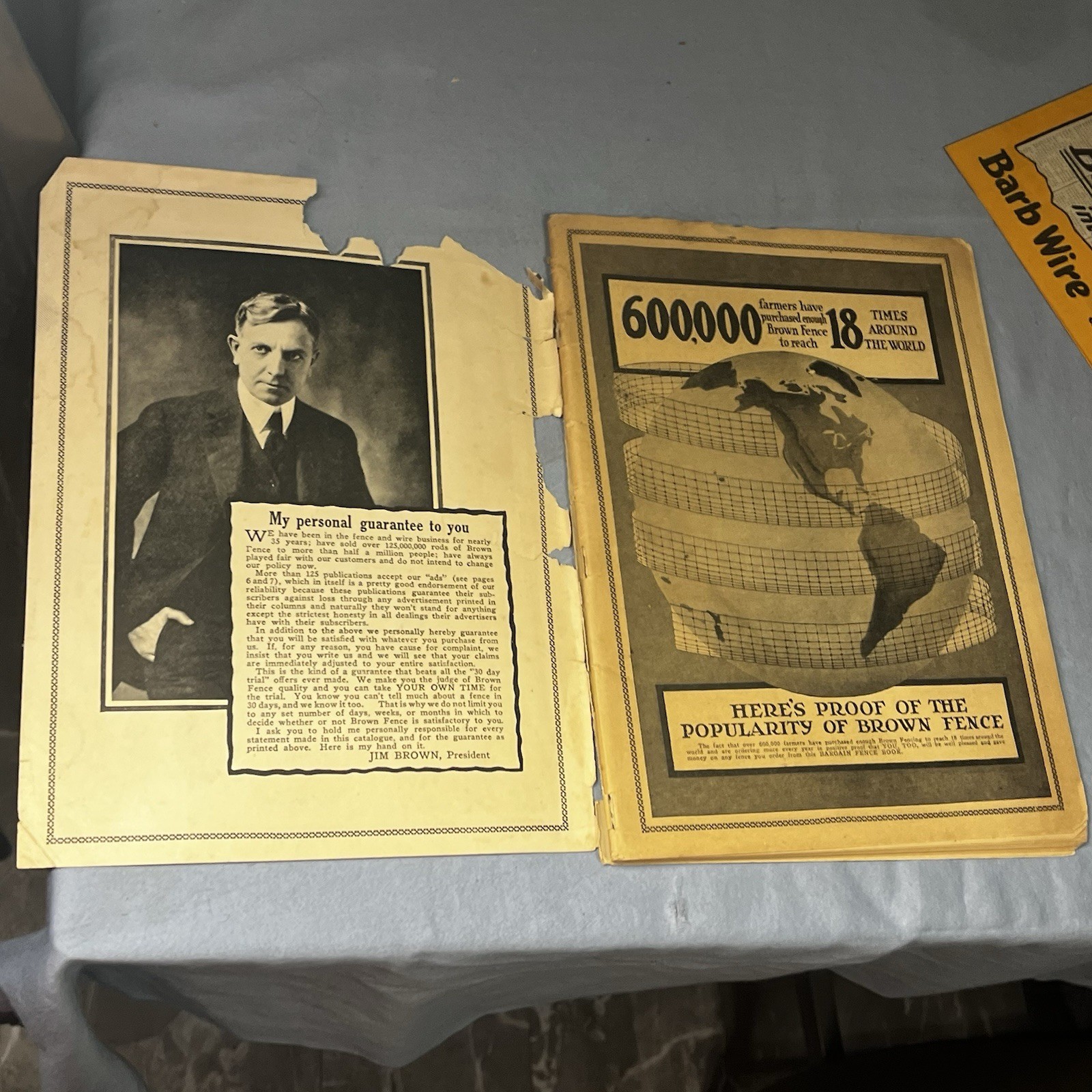Vintage Sales Catalog Brown Fence Gate Barbes Wire