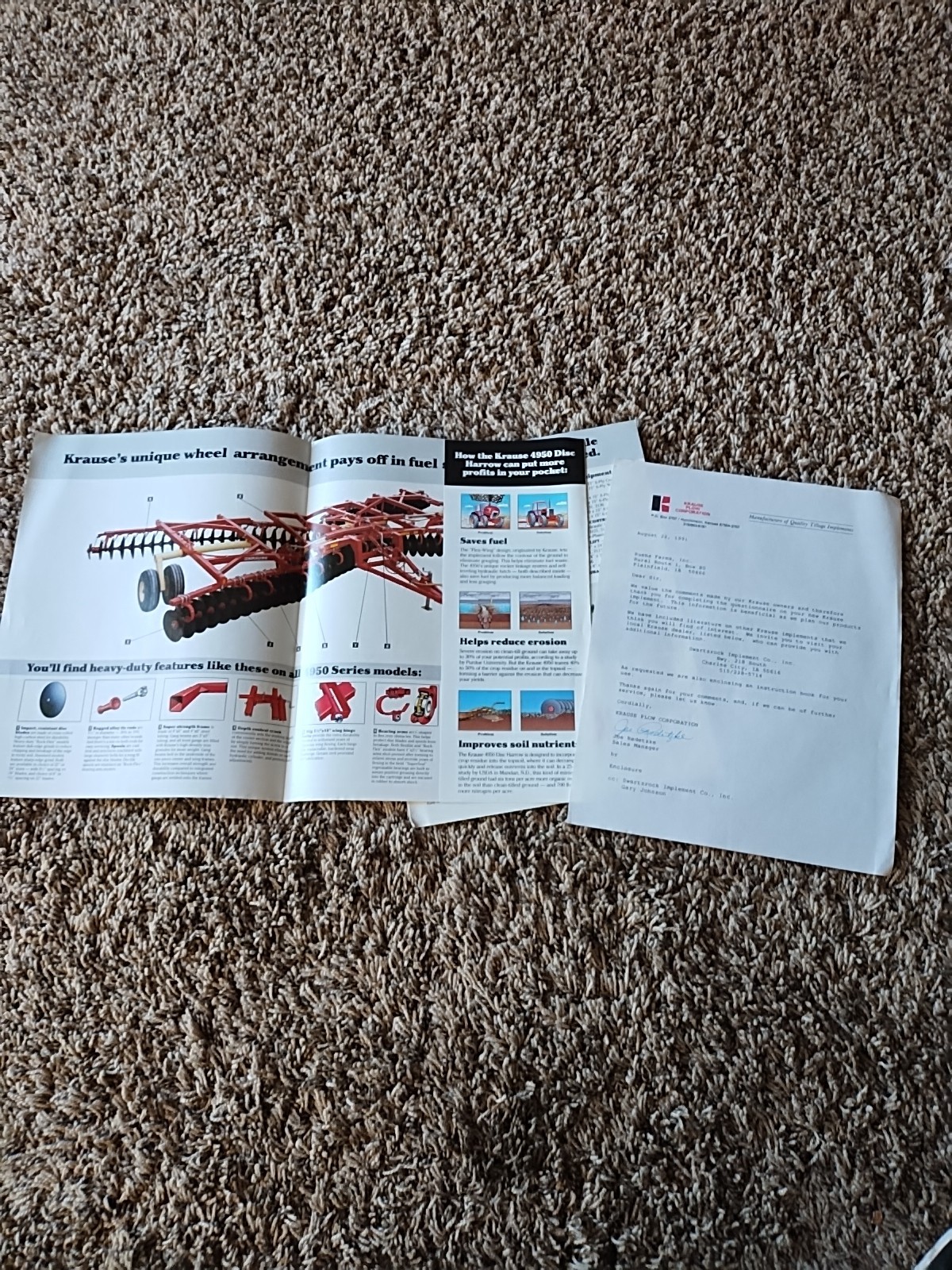 2 KRAUSE Tandem Disc 4950 Harrow 3 Section Landsman 3100 Flex Wing Brochure Ad