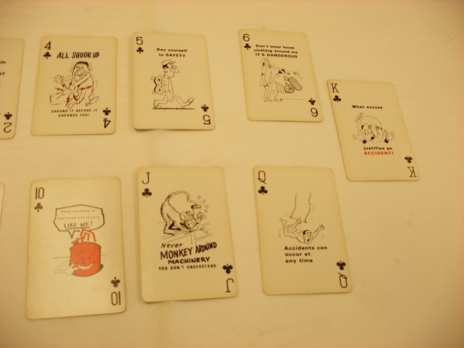 Vintage A.O. Smith Safety Record Comic Playing Cards – missing 3 of clubs