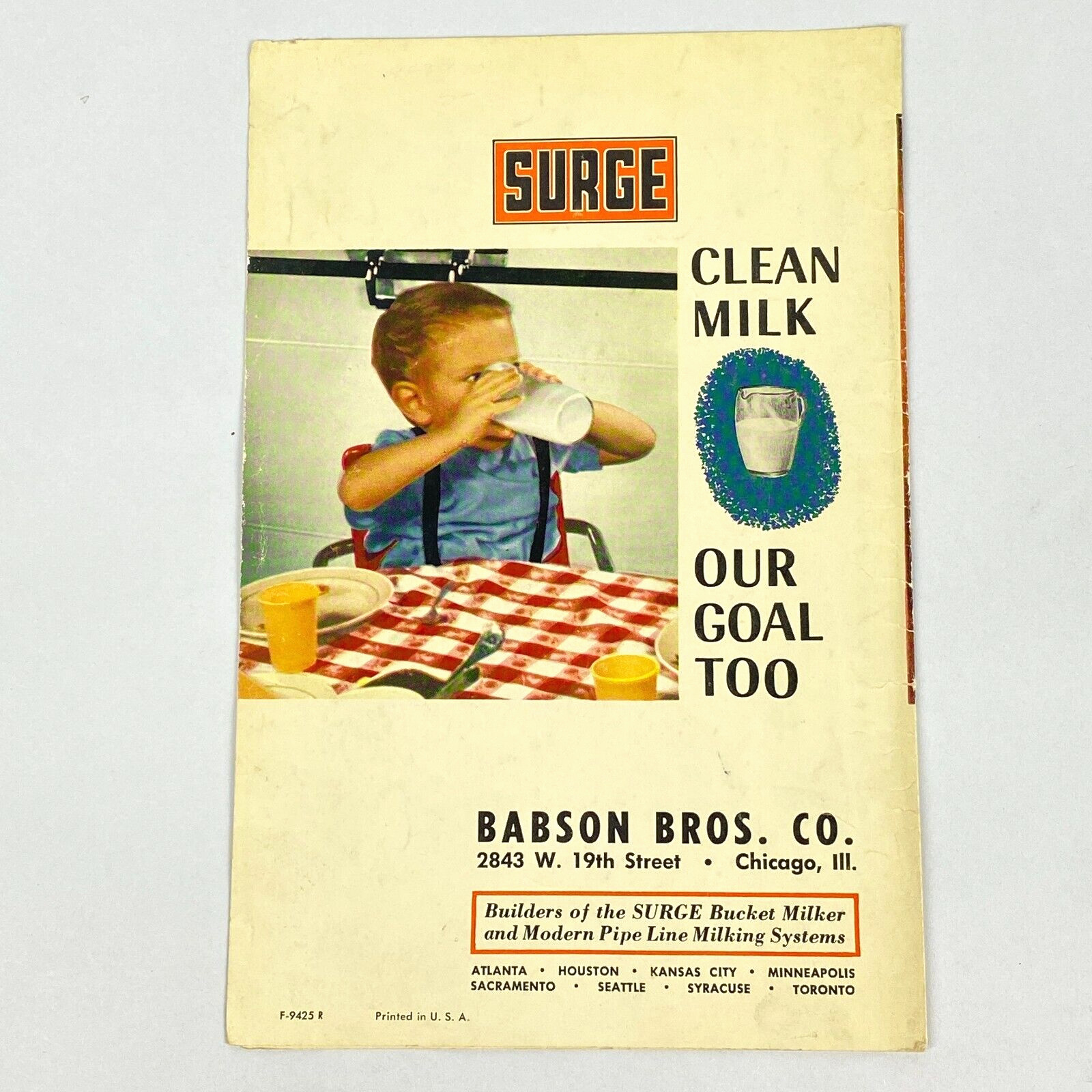 Surge Bucket Milker Brochure Dealer Sales Babson Bros Dairy Farm Print Ad VTG