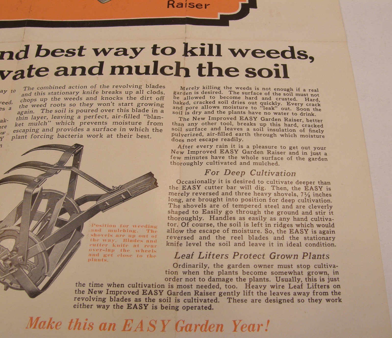 VINTAGE 30&rsquo;s ADVERTISING BROCHURE EASY MFG CO GARDEN CULTIVATOR LINCOLN NE
