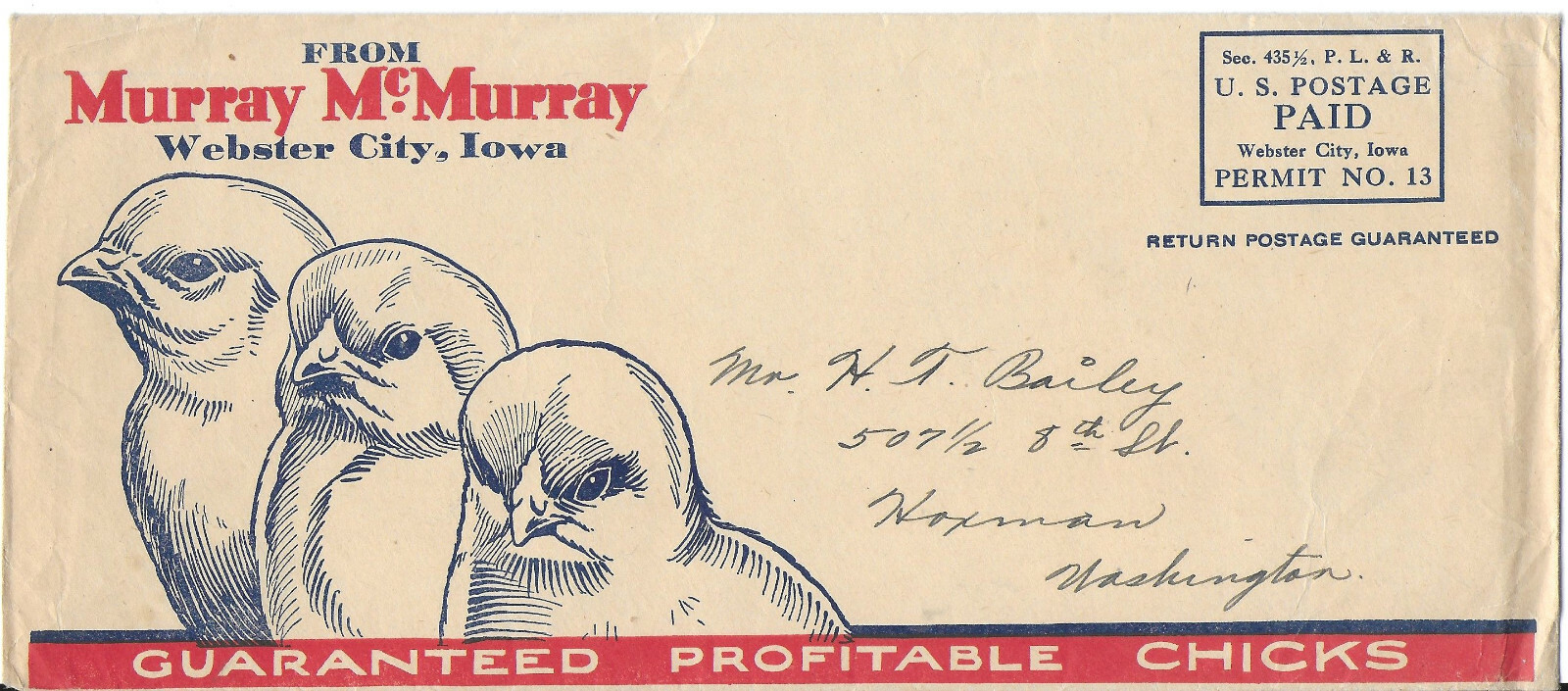 Murray McMurray Baby Chicks Hatchery Mail Order Forms 1931 Webster City IA