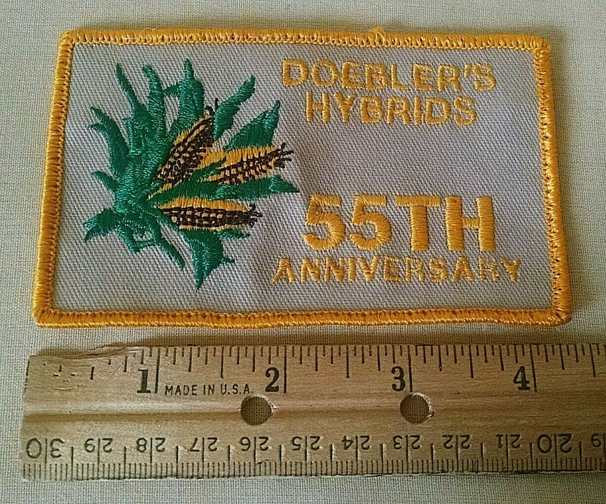 DOEBLER&rsquo;S HYBRIDS PATCH 55TH ANNIVERSARY VINTAGE CORN GRAPHIC RECTANGULAR AS IS.