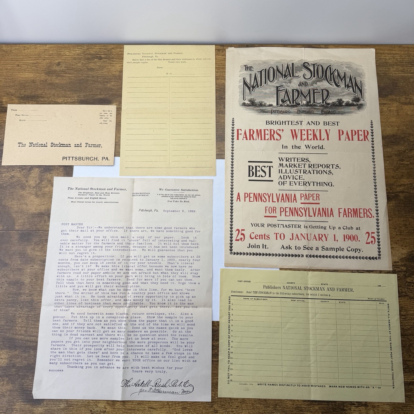 1899 National Stockman and Farmer Newspaper Prospectus Kit Poster Pittsburgh PA