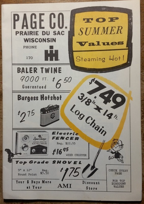 c1950 Page Co IHC Farm Catalog Prairie du Sac WI Implements Parts Tools Etc