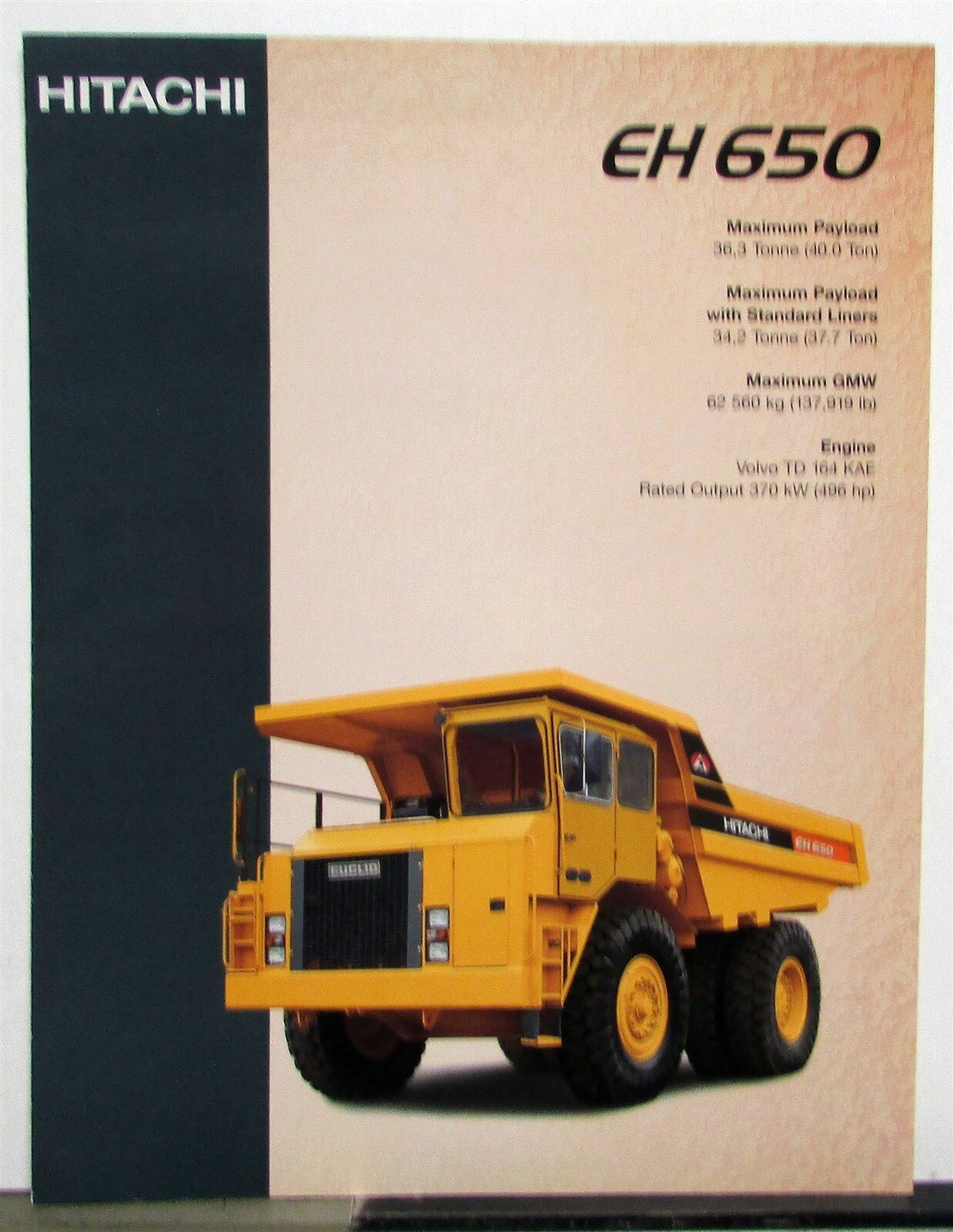 2001 Hitachi EH 650 Dumper Specifications Construction Sales Brochure