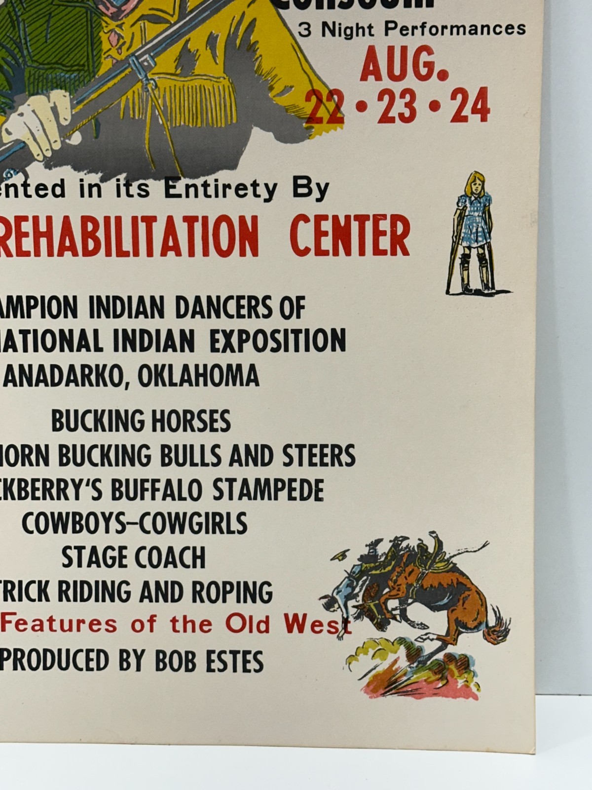 Vtg Bill Cody Wild West American Heritage show card stock poster Sweetwater, Tx