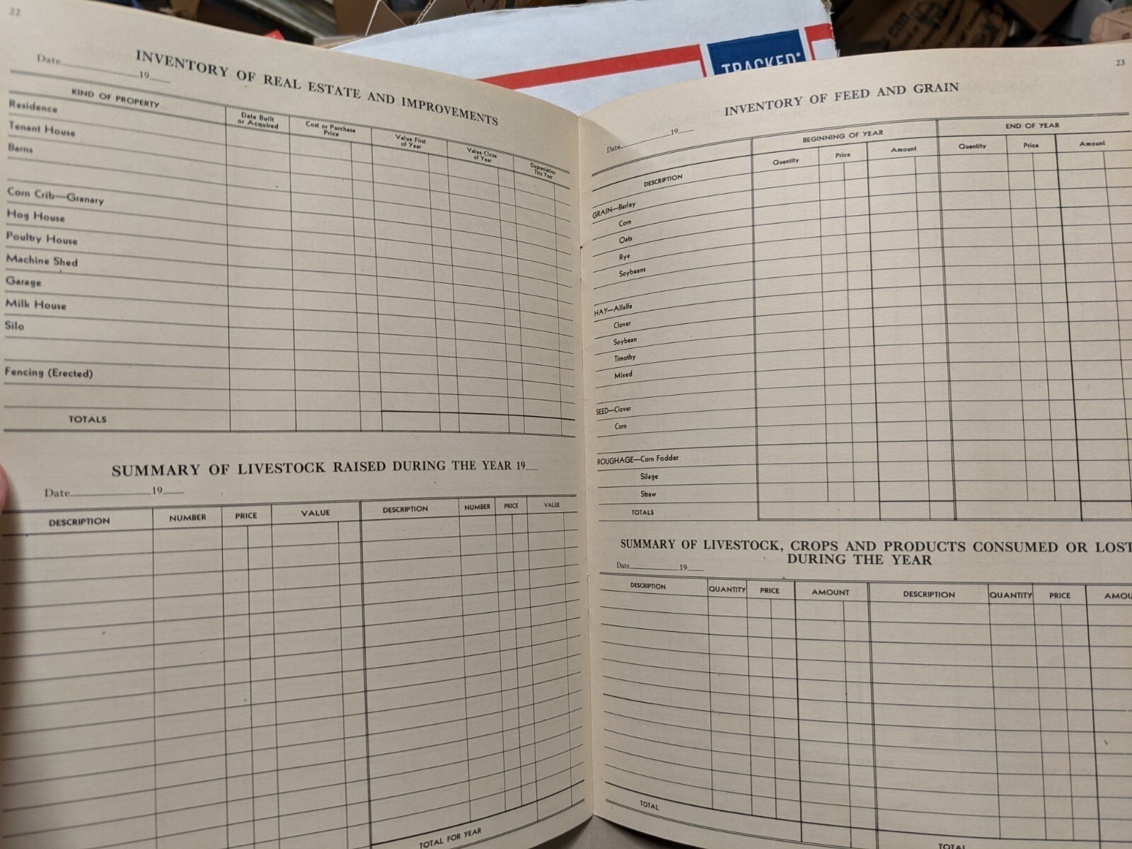 1930&rsquo;s Farm Accounting Book Keystone Steel & Wire, Steenhusen Hdw & Imp Irwin IA