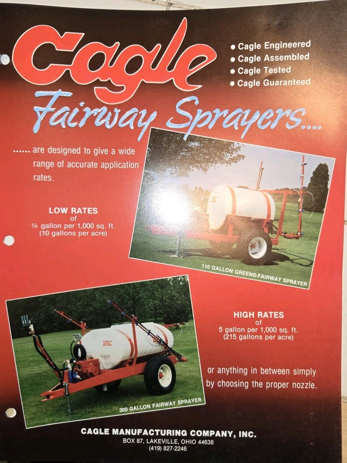 LOT OF CAGLE MANUFACTURING SPRAYERS Brochures AND PRICE LISTS