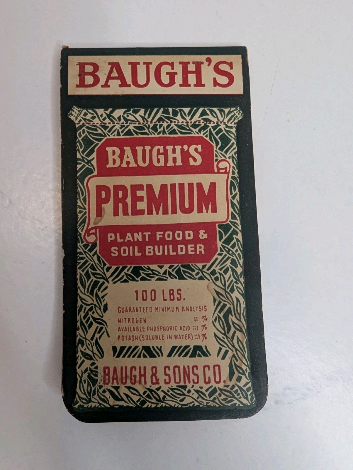 Vintage Baugh’s Premium Plant Food Notepad Tablet Baugh & Sons Co 1956
