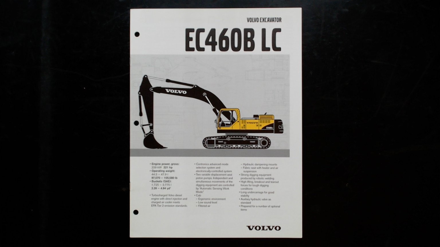 Volvo EC460B LC Excavator Brochure Agriculture Equipment Specs