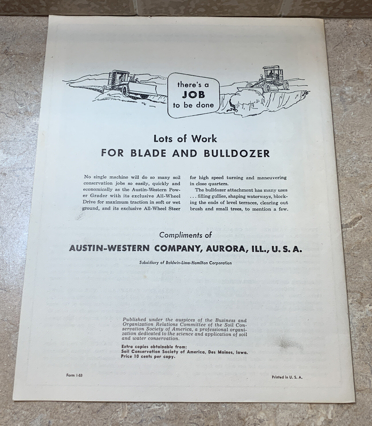 Vintage 1953 Down The River Agriculture Farming Soil Conservation Austin Western