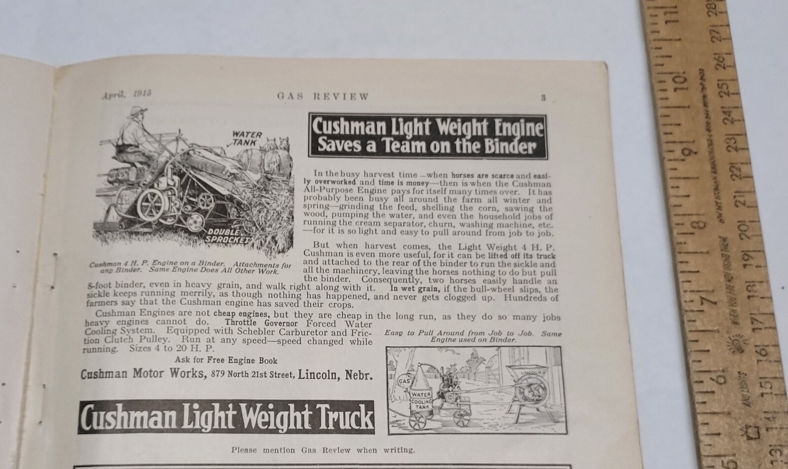 1915 – BATES STEEL MULE – THE JOLIET OIL TRACTOR CO – magazine ad -listing #5822