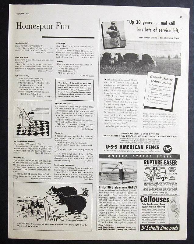 Orig 1952 Farm Fence Ad Photo Endorsed by Kendall Gibson of Kirkwood Illinois