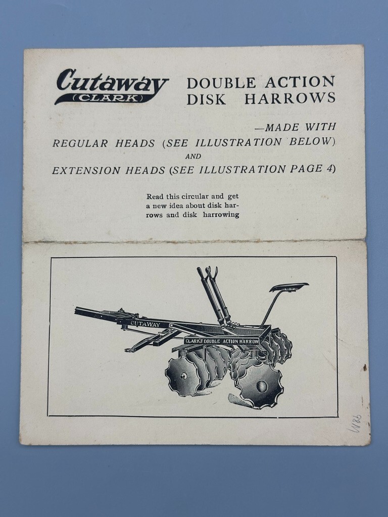 c 1900 Horse Pulled Cutaway Harrow FARM ADVERTISING Brochure HIGGANUM CT