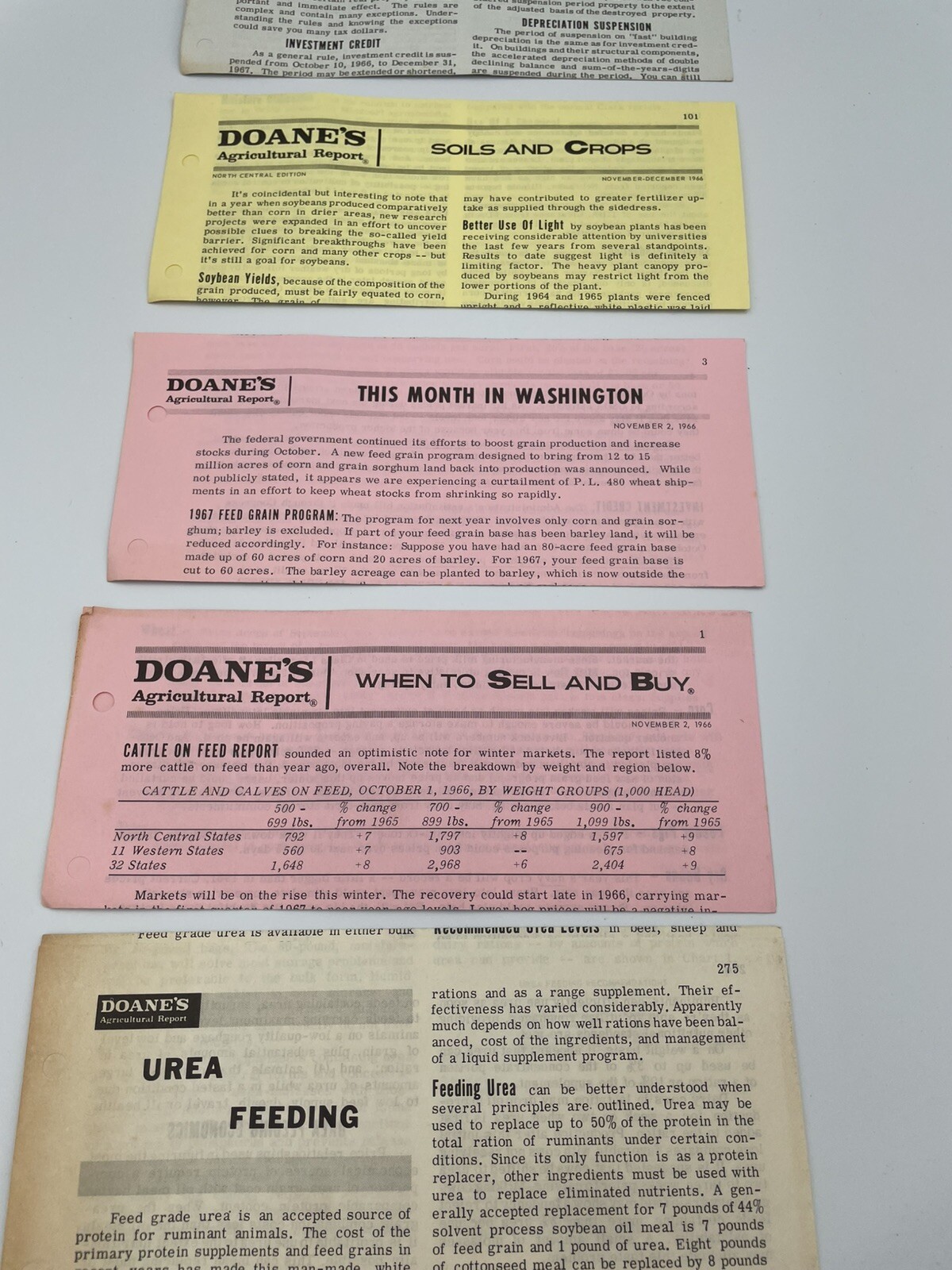 Vintage Doane&rsquo;s Agricultural Report 1966 Papers Feeding, Sell+Buy, Soils/crop G4