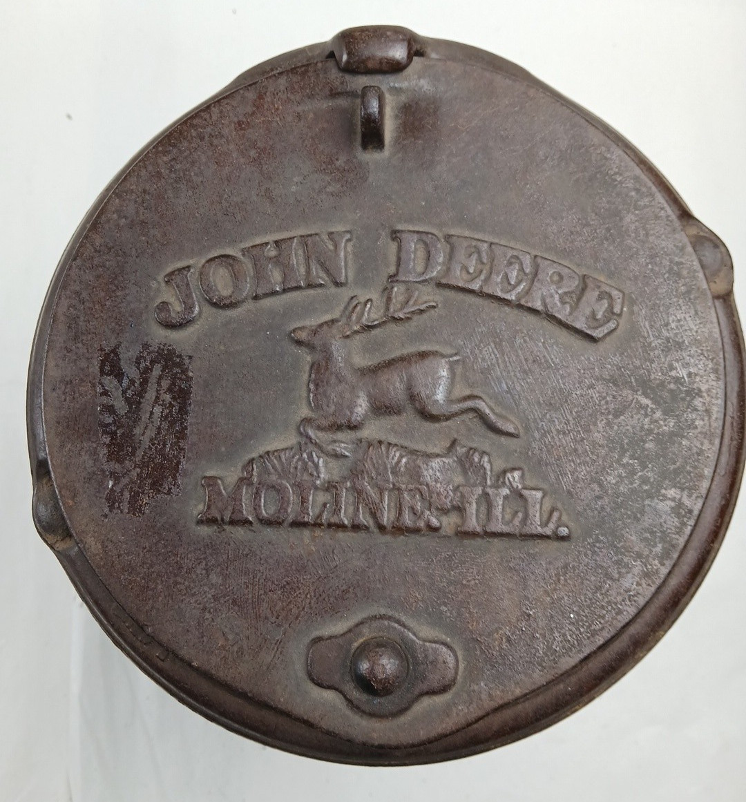 Antique John Deere Moline ILL Cast Iron Corn Planter Seed Box Lid Farm Sign