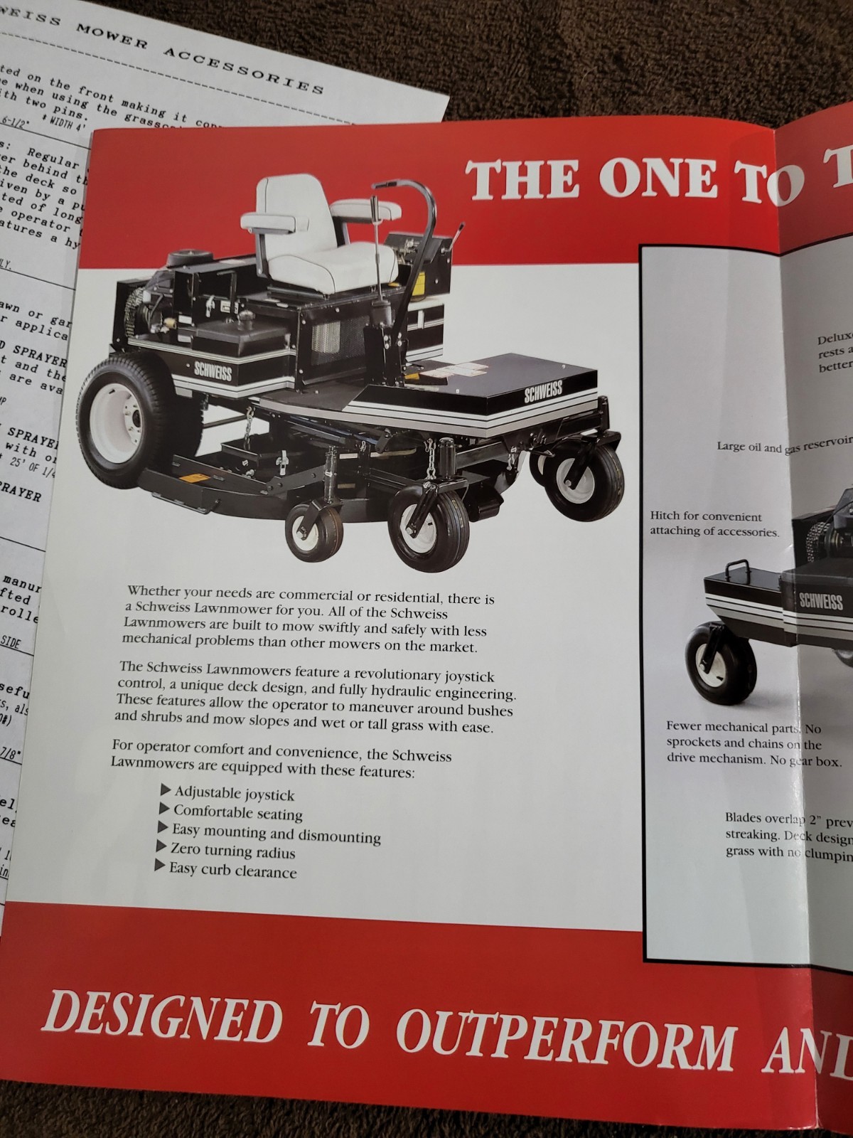 Vintage 1995 SCHWEISS SALES BROCHURE Magnum Zero Turn Lawn Mower 2350 thru 7225