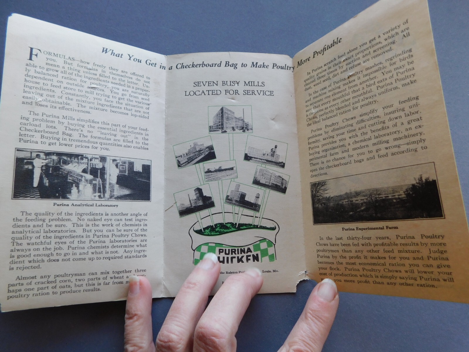 1927 Ralston Purina brochure – Checkerboard Bag chicken feed trifold advertiseme