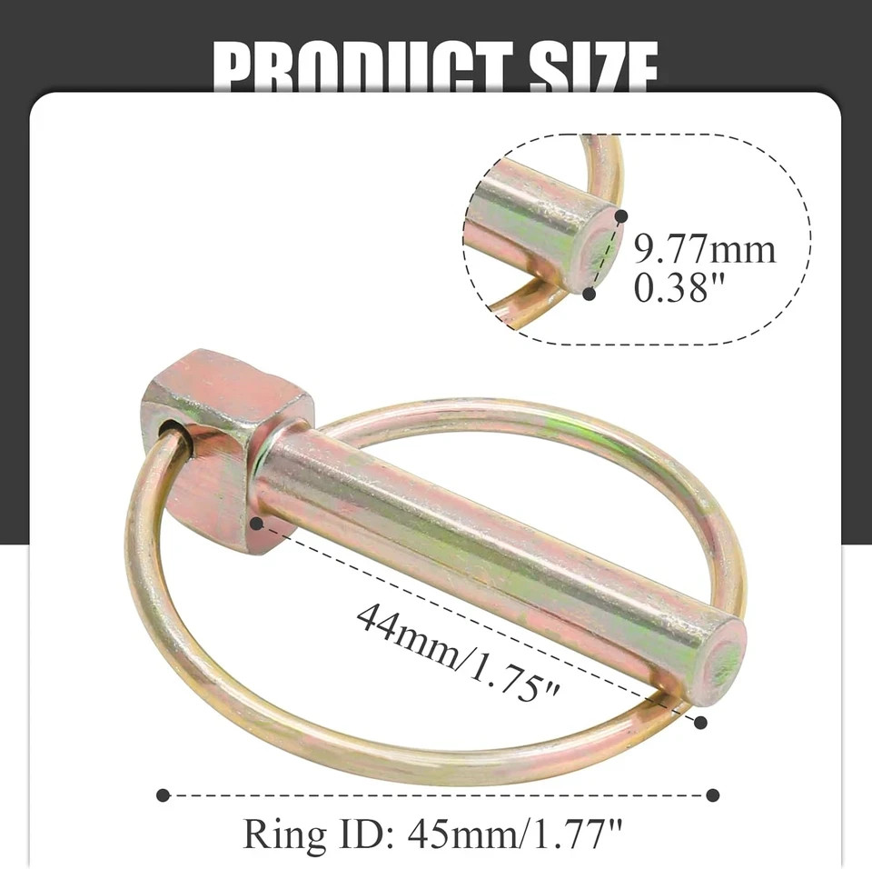 6Pcs 3/8 Inch Heavy Duty Lynch Pin with Ring, round Linch Pins Assortment Kit Lo