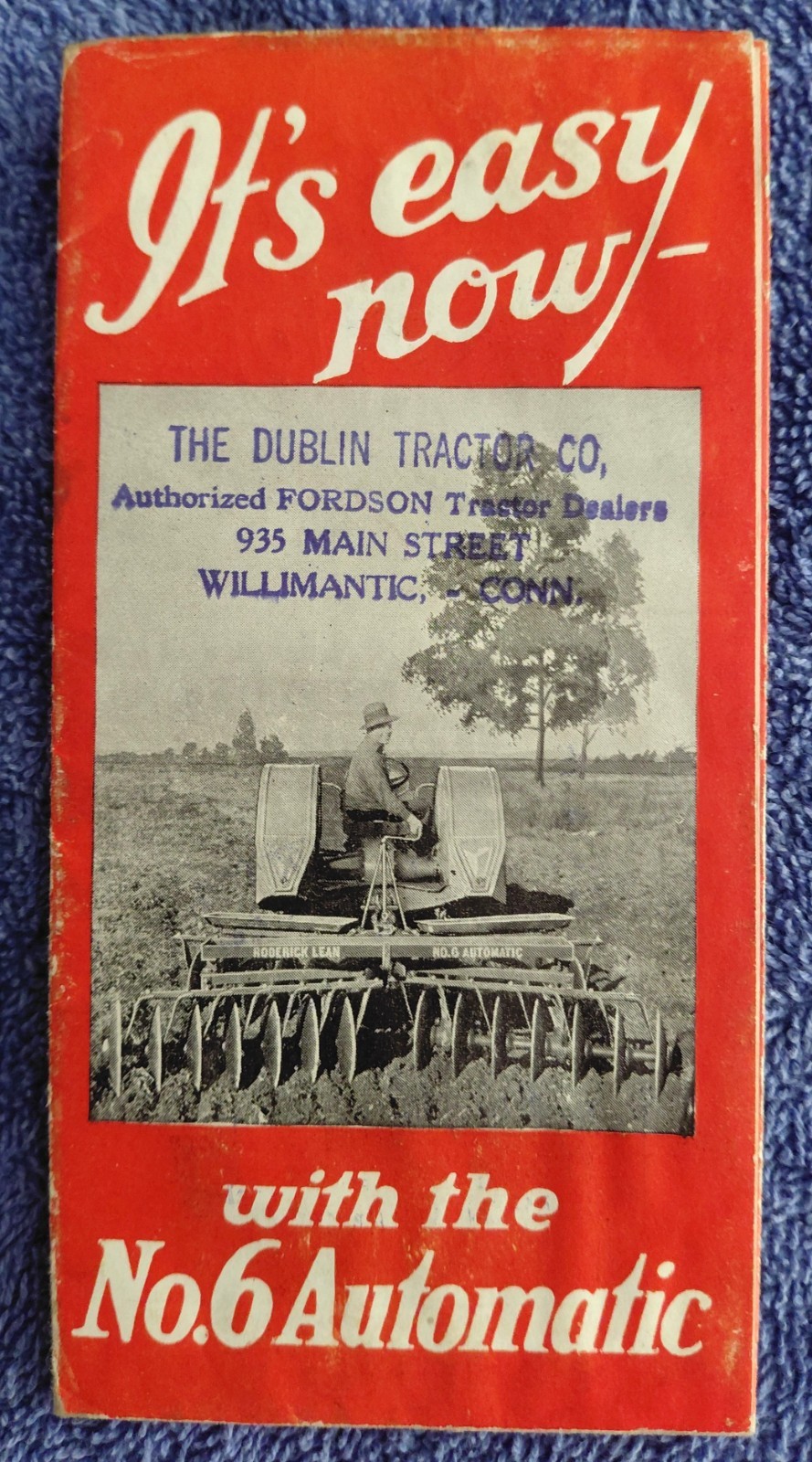 Roderick Lean No. 6 Automatic Tractor Disc Harrow Ad Fordson Dealer Brochure