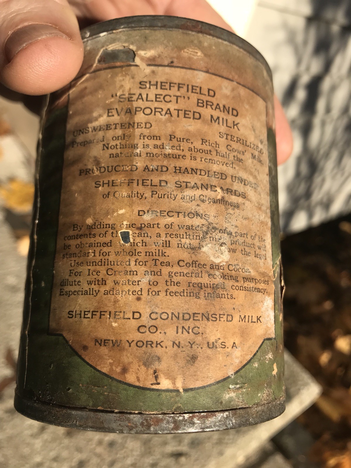 1920&rsquo;s Advertising COW BRAND Sheffield Sealect EVAPORATED MILK ANTIQUE TIN ,RARE
