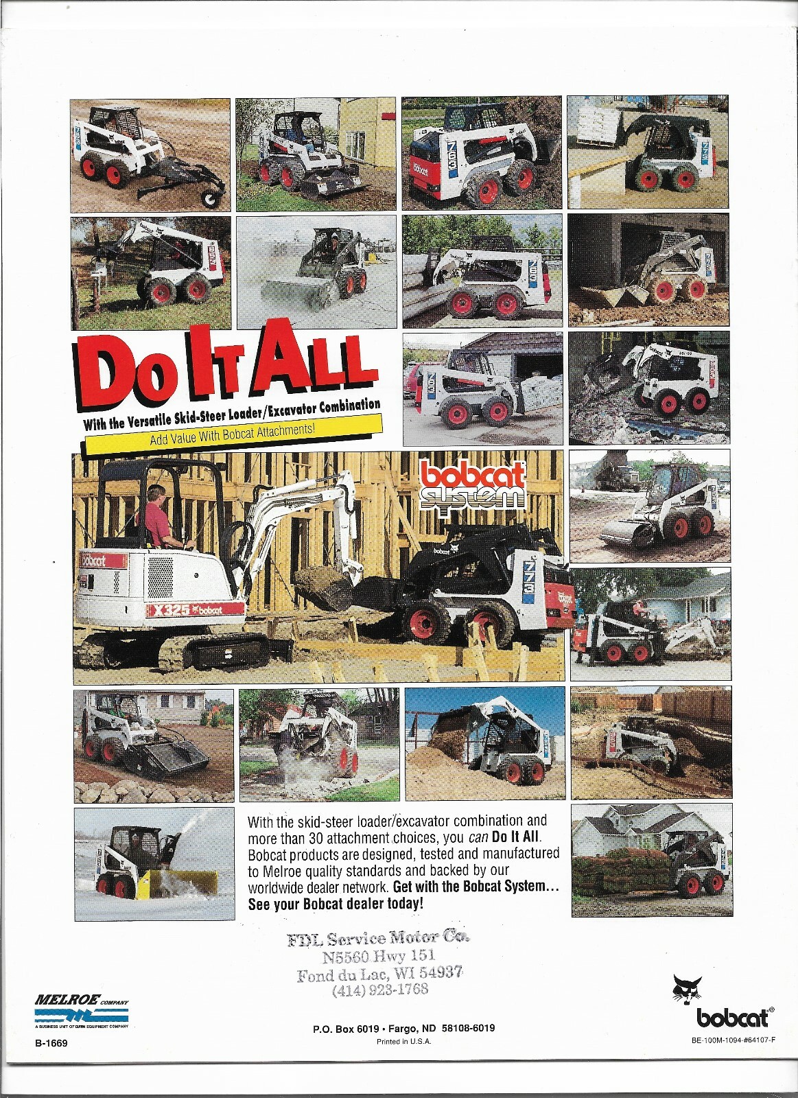Original Bobcat 700 C-Series 751 753 763 773 Skid Steer Loaders Sales Brochure