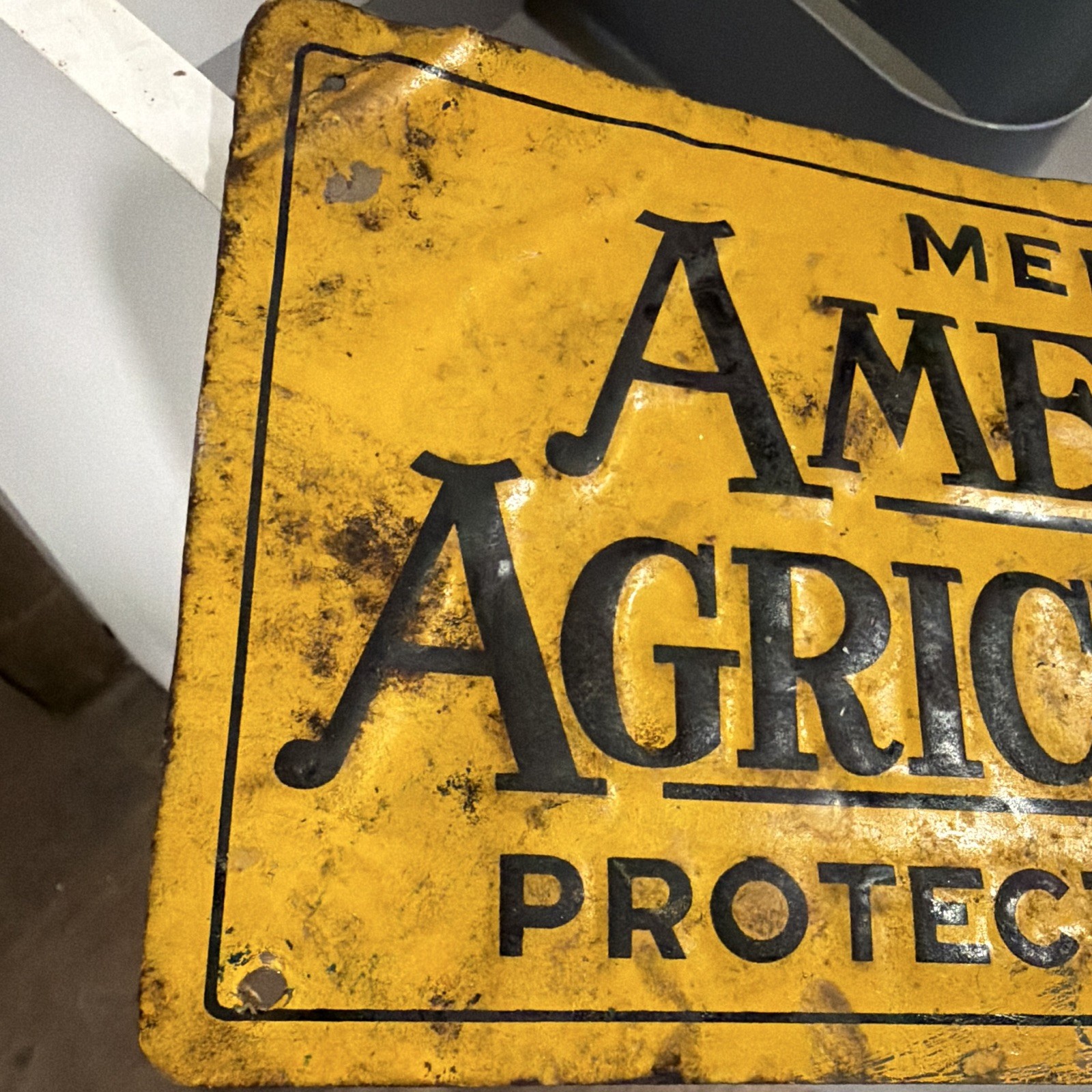 American Agriculturist Protective Service Member Original Metal Advertising Sign