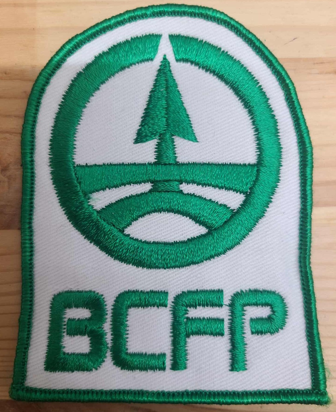 « Vintage BCFP Embroidered Patch – Green & White Logo Badge – Collectible Emblem »