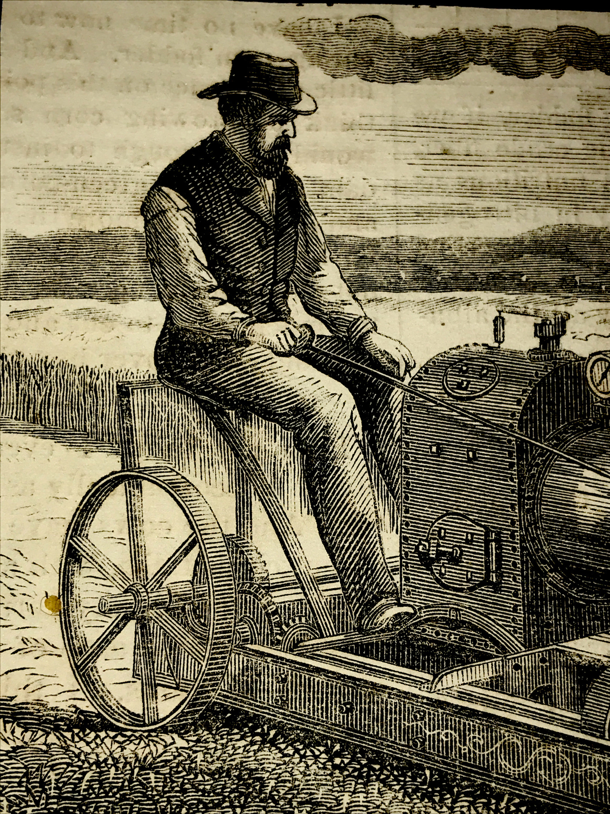 ORIGINAL 1873 Steam Reaper Farm Engraving Advertising