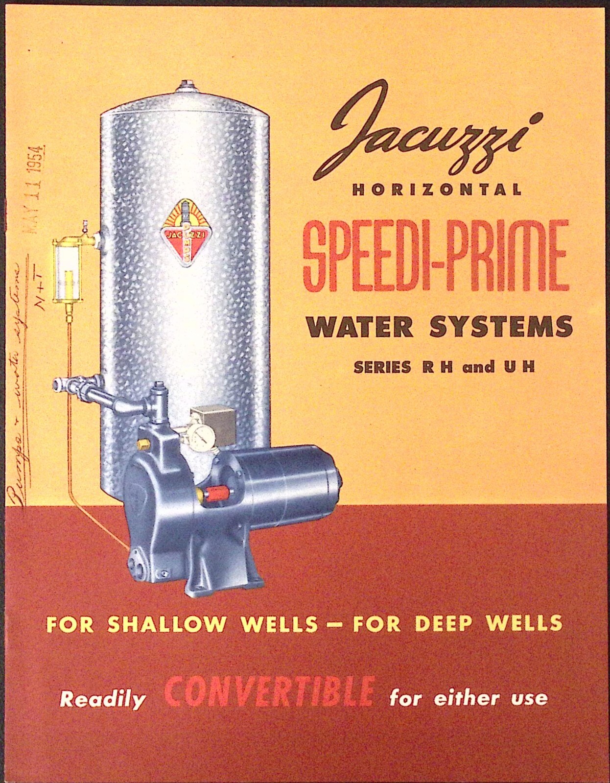 1954 Jacuzzi Speedi Pride Water Systems Brochure Jacuzzi Bros Binghamton NY
